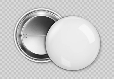 Blank white badge, vector realistic illustration isolated on transparent background clipart