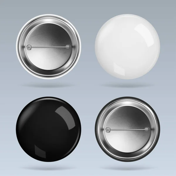 Ensemble de badge rond noir et blanc, illustration vectorielle réaliste — Image vectorielle