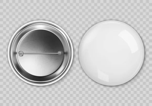 Διανυσματικά λευκό κενό badging στρογγυλό κουμπί badge απομονώνονται σε διαφανές φόντο — Διανυσματικό Αρχείο