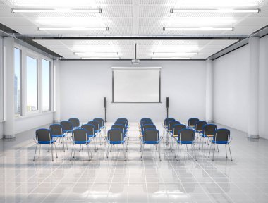 Konferans salonu iç ile tasarı. 3D çizim