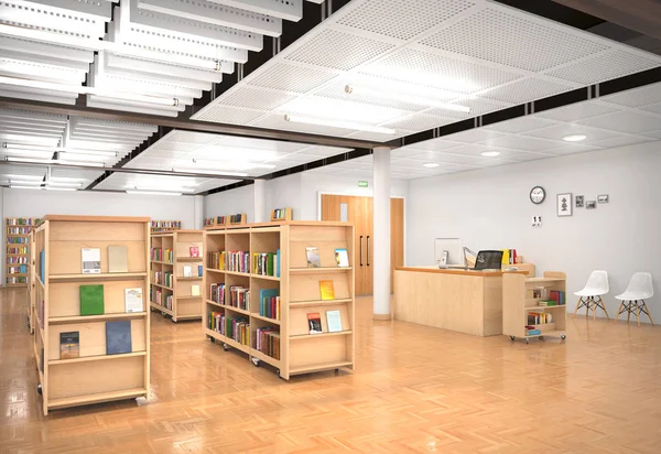 Kitap mağaza iç. 3D çizim