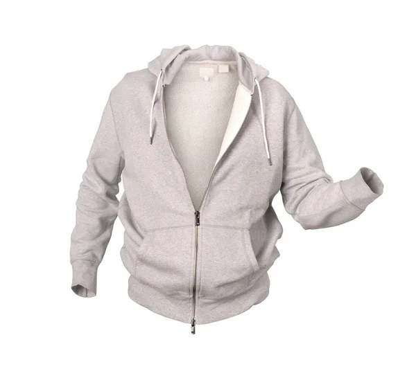 Grå hoodie isolerad på vit — Stockfoto