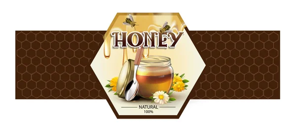 Etikett für Honig auf weißem Hintergrund — Stockvektor