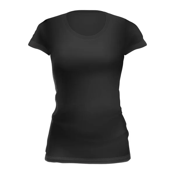 Vektor Mock-up svart kvinnors t-shirt främre — Stock vektor