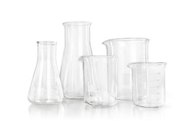 Test tüpleri beyaza izole edildi. Laboratuvar camları.