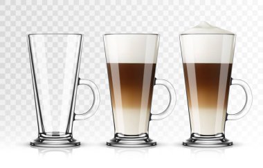Latte macchiato camına şeffaf arka plan kümesi