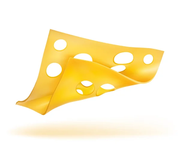 Scheibe Käse isoliert auf weiß — Stockvektor