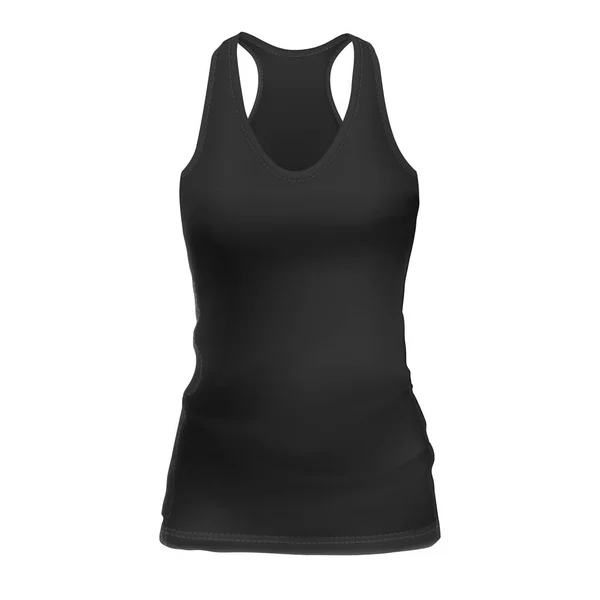 Vector Mock-up Negro Camisa sin mangas para mujer frontal — Vector de stock