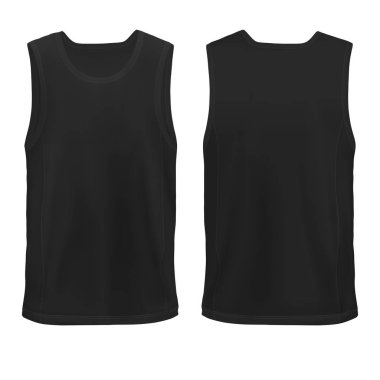 Mock-up siyah adamın kolsuz gömlek ön + arka Hip Hop vektör