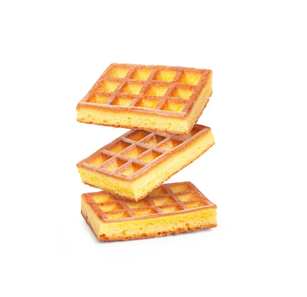 Belgische Waffeln isoliert auf weißem Hintergrund — Stockfoto