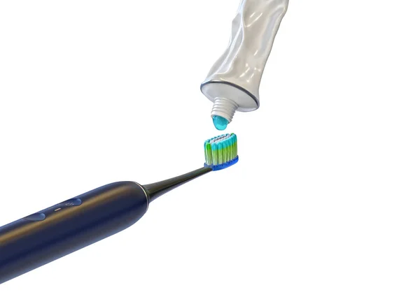 Pasta de dente e escova isolado ilustração 3d — Fotografia de Stock