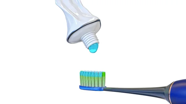 Pasta de dente e escova isolado ilustração 3d — Fotografia de Stock