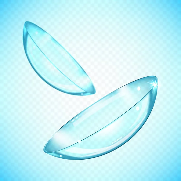 Lentes de contacto realistas en el fondo transparente — Vector de stock