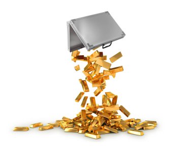 bavul 3d çizim dışına düşen altın barlar