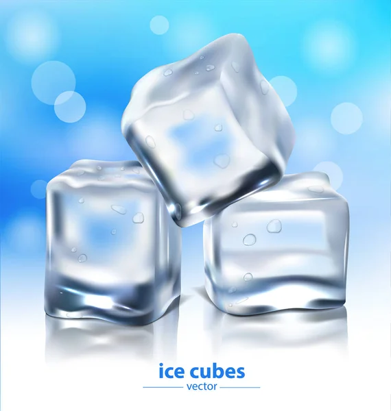 Cubetti di ghiaccio su sfondo blu. vettore — Vettoriale Stock