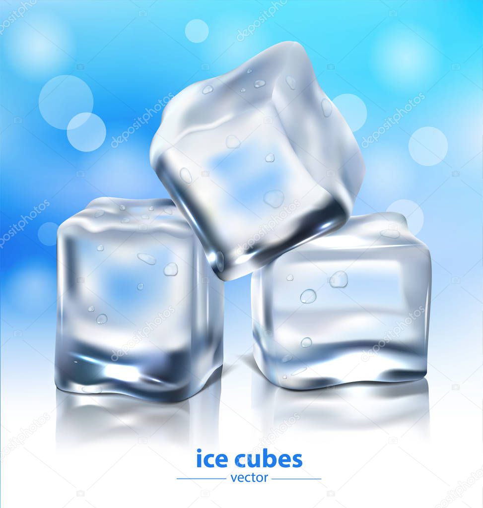 ice cubes on a blue background. vector