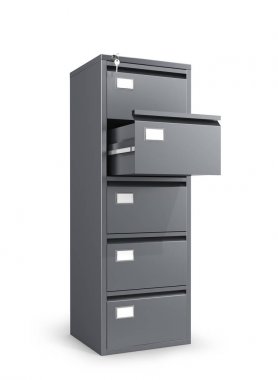 belgeler için metal ofis dolabı. 3D çizim