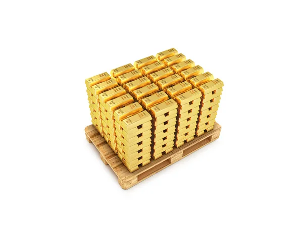 Gold bars in potonda isolated on white background..3d illustration — Stock Photo, Image
