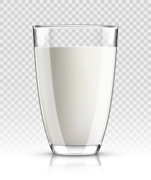 Vaso de leche aislado sobre fondo transparente ilustración vectorial — Vector de stock