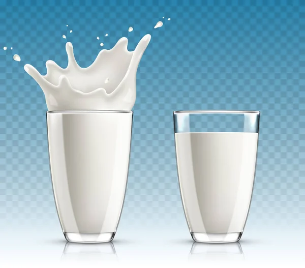 Transparentes Vektorglas mit Milch — Stockvektor