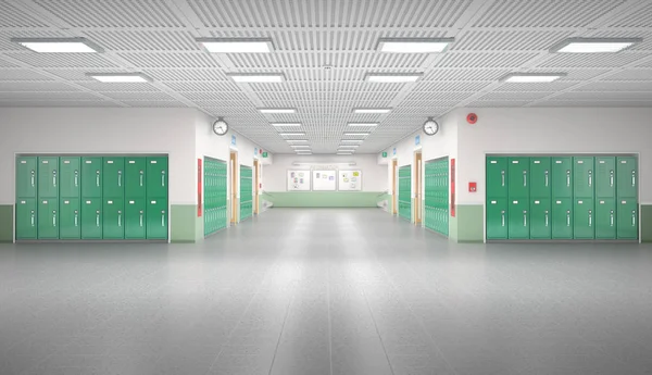 Interior del pasillo de la escuela. ilustración 3d —  Fotos de Stock