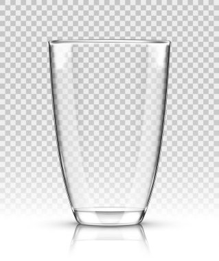 Vektör boş gerçekçi içme cam şeffaf arka plan üzerinde