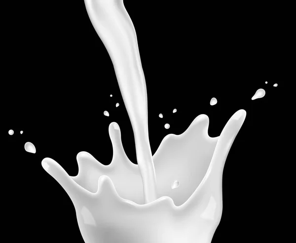 Stänk av mjölk på svart bakgrund — Stock vektor