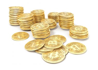bir dışkı background.3d illüstrasyon izole bitcoin