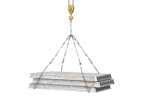 Reinforced concrete block on the crane 3d illustration — Stock Photo, Image