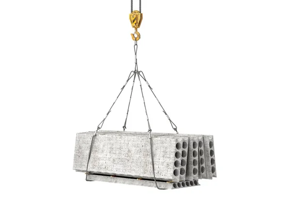 Vinç 3d resimde takviyeli beton blok — Stok fotoğraf