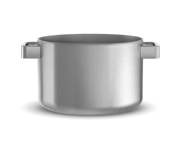 Silver kokkärl ur låg isolerad på vit. — Stock vektor