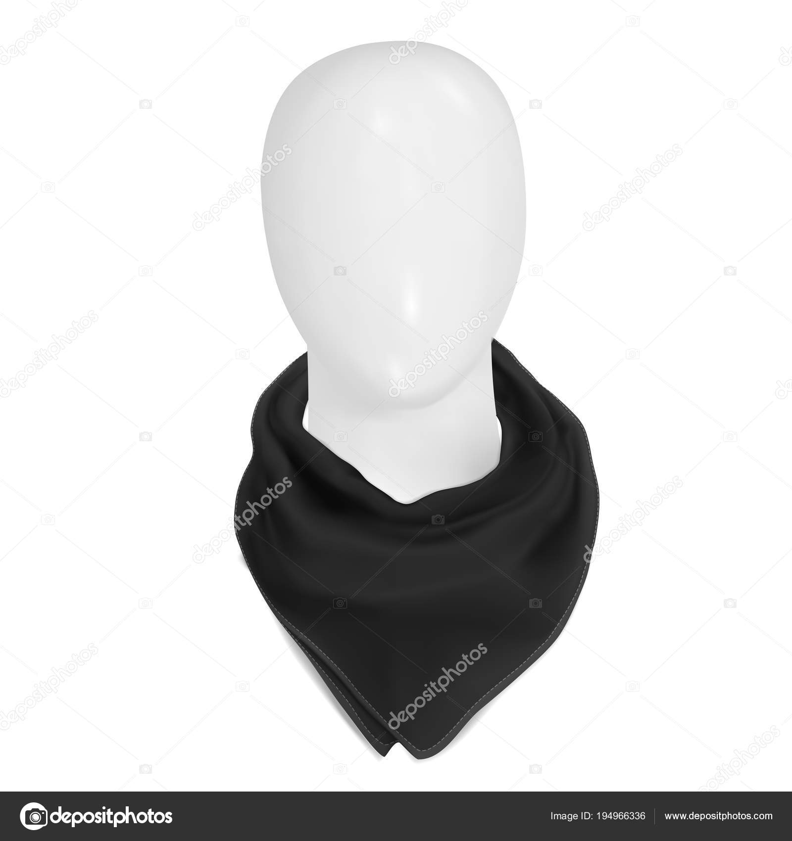 Download Vector Mock Up Black Bandana On The Neck On A White Mannequin Head Stock Vector Image By C Urfingus 194966336