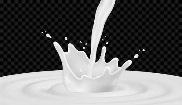 Illustrazione vettoriale di una spruzzata di latte su sfondo trasparente — Vettoriale Stock