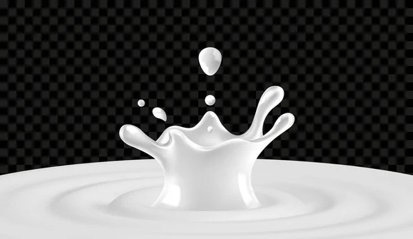 Ilustración vectorial de un chapoteo lácteo sobre fondo transparente — Vector de stock