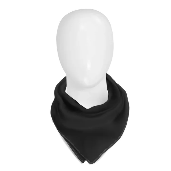 Vector. Mock Up. Un pañuelo negro en el cuello. En una cabeza de maniquí blanco — Vector de stock