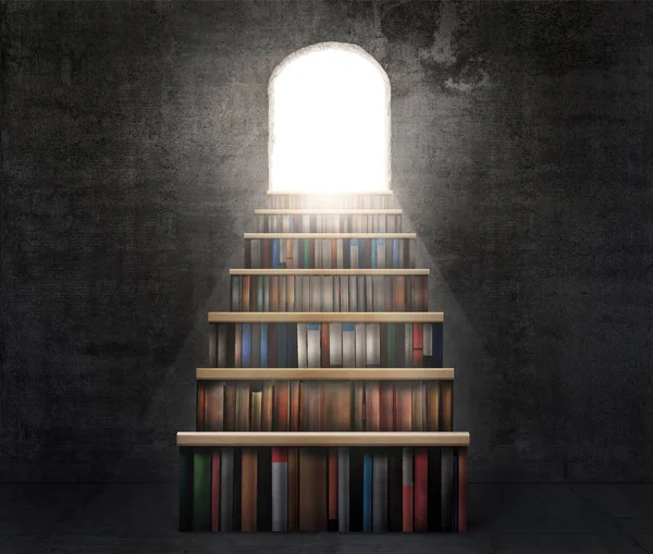 教育の概念。階段の形で書籍のスタック — ストック写真