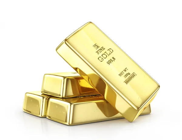 Gold ingot isolated on a white. 3d illustration — Stock Photo, Image