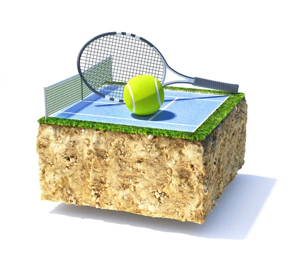 Sport concept. Tennis field on a piece of ground isolation on a — ストック写真