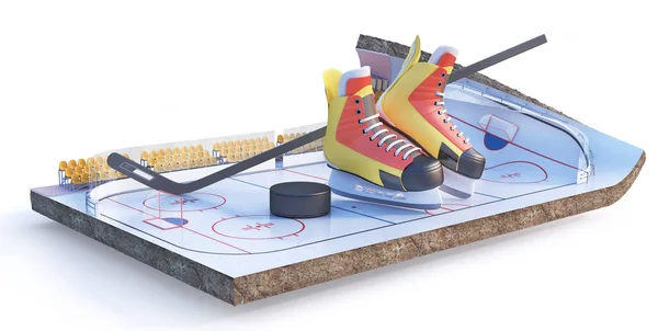 Sport concept. Hockey field on a piece of ground isolation on a — Stock Photo, Image