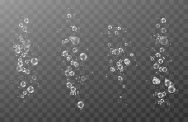 Bubbles underwater set isolated on transparent background. Vector realistic illustration