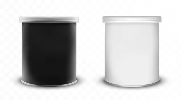 Imballaggio design mockup. Contenitore rotondo isolato su sfondo trasparente. Vasetto per prodotti . — Vettoriale Stock