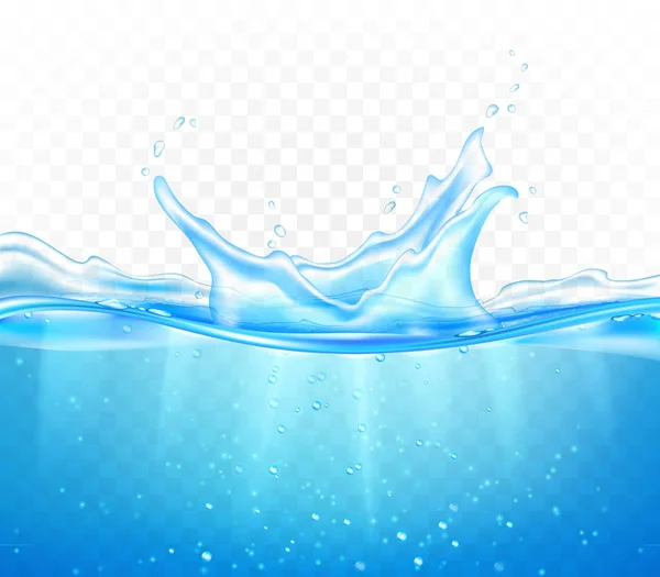 Transparent vector water splash and wave — Stock vektor