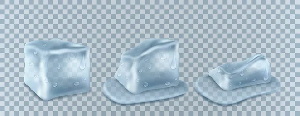 Cubetti di ghiaccio trasparenti nei colori blu. illustrazione vettoriale — Vettoriale Stock