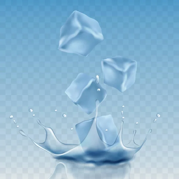 Eiswürfel in blauen Farben. Vektorillustration — Stockvektor