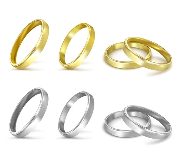 Anillos de boda vectoriales aislados en blanco — Vector de stock