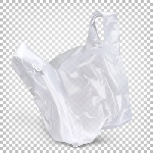 Disposable polyethylene package is white color. Vector realistic illustration isolated on transparent background. — Stock vektor