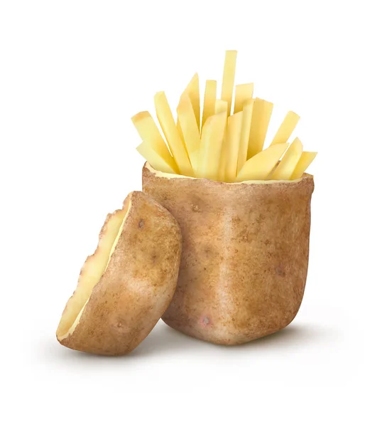 Chopped French Fries White Background — Stock Photo, Image