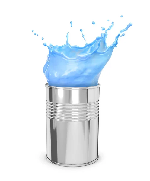 Splash of paint from a metal can on a white background. — Stock Photo, Image