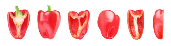 Gesneden rode paprika geïsoleerd op een witte achtergrond — Stockfoto