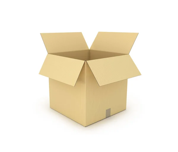 オープンパッケージペーパーボックス孤立3Dイラスト — ストック写真